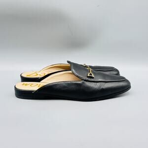 Sam Edelman Shoes Womens 7.5 Black Leather Lounette Horsebit Loafers Mule Flats